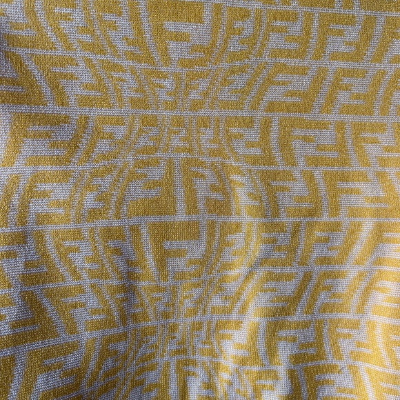 Fendi FF Vertigo Print Cropped Cardigan in Yellow Viscose Size 44 - Picture 10 of 11